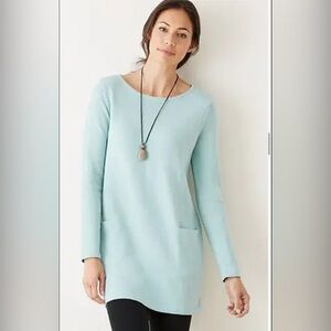 NWT J.Jill Pure Jill Boat Neck Wool Blend Sweater Tunic in lucite light blue 1X‎